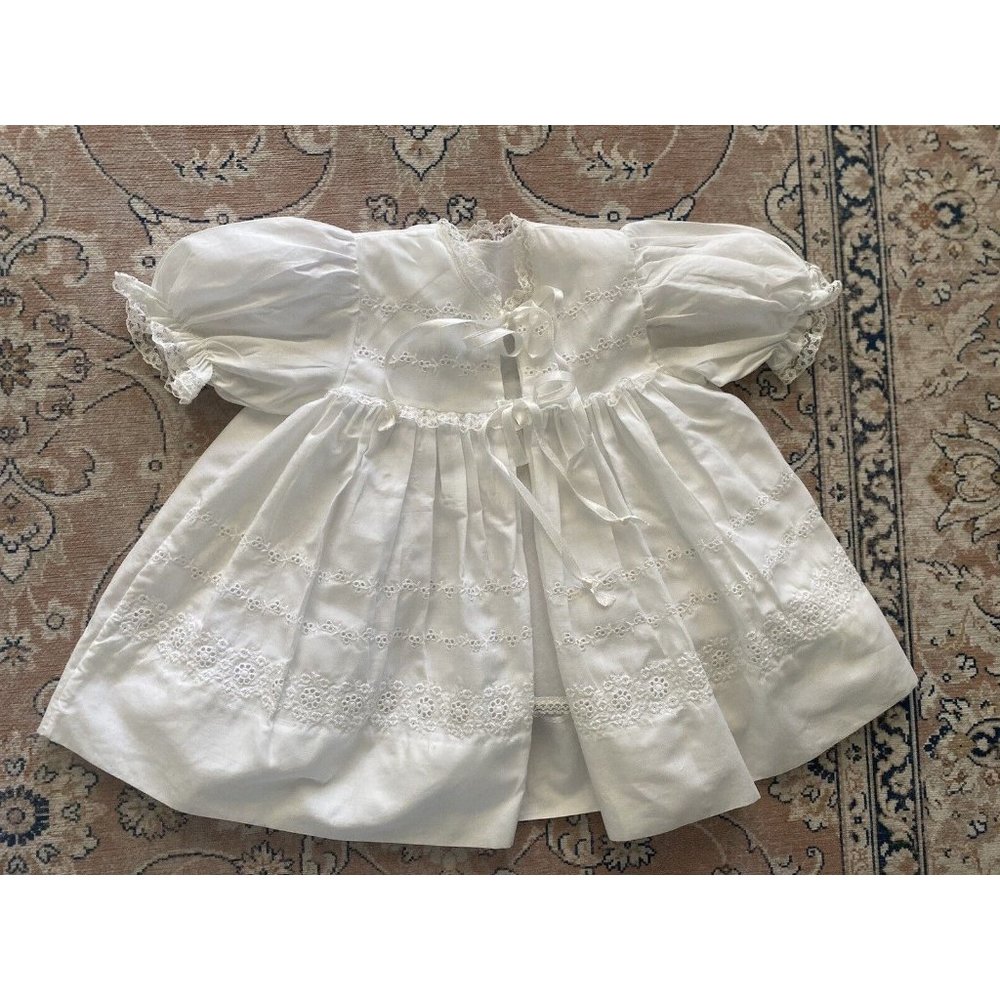 Madonna Baby‎ Girl Boy 4 Pc Baptism Dress Christening Set White Lace Vtg 0-3 Mos - Picture 2 of 16